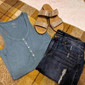 Real Soft Blue Henley Tank